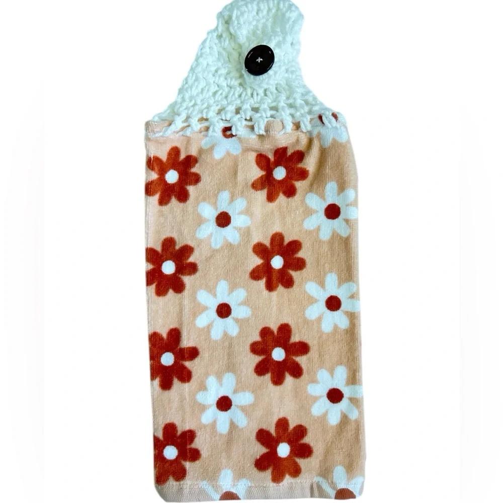 Hand Crafted Colorful Floral Retro Hanging Hand Towel Crochet Top